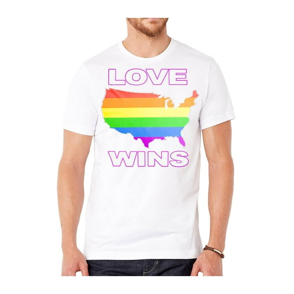 Mens Love Wins USA Short-Sleeve T-Shirt - White - Small