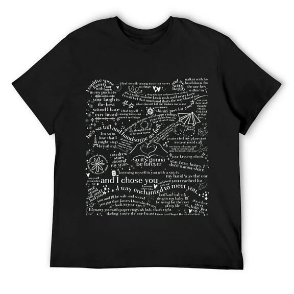 Mens Love in Lyrics Doodle Design T-Shirt Black