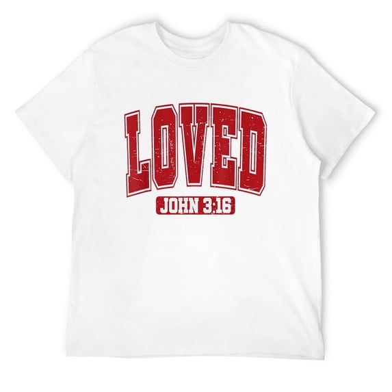 Mens Loved John 3:16 Christian loves Valentine's Day T-Shirt White X-Large
