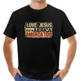 thumbnail image 1 of Mens Loves Jesus & America Too Christ 4Th July Funny Shirt Black Large, 1 of 5