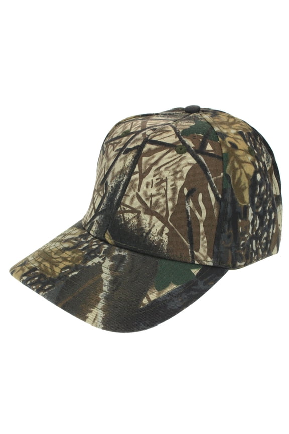 Mens Low Crown 6 Panel Camouflage Twill Baseball Cap Oak Camo