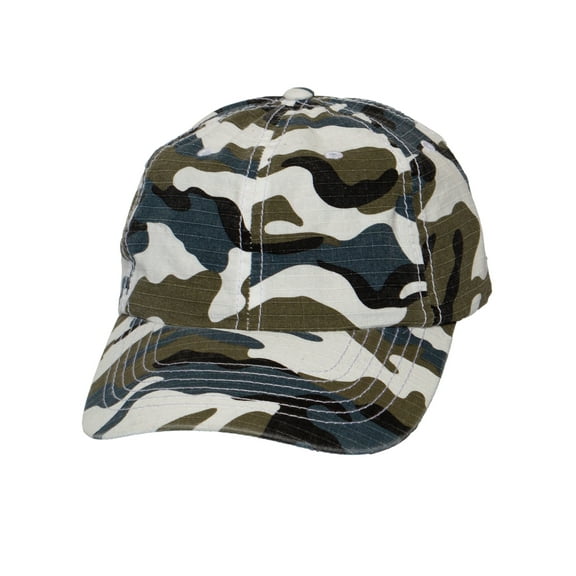 Mens Low Profile Unstructured Ripstop Camouflage Hat Adjustable Cotton Cap, Blue Camo