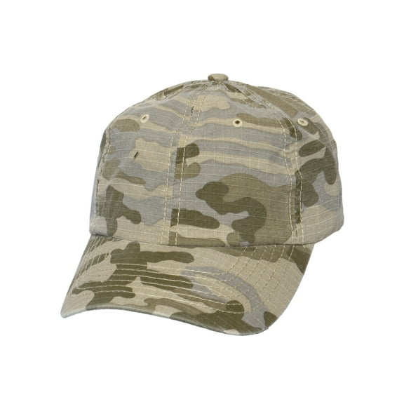 Mens Low Profile Unstructured Ripstop Camouflage Hat Adjustable Cotton Cap, Desert Camo