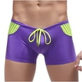 thumbnail image 1 of Mens Low Rise Swim Trunks with Drawstring Stretchy Slim-Fit Swimming Board Shorts Boys Trendy Color-Block Beach Bathing Suit Bottoms Summer, 1 of 3
