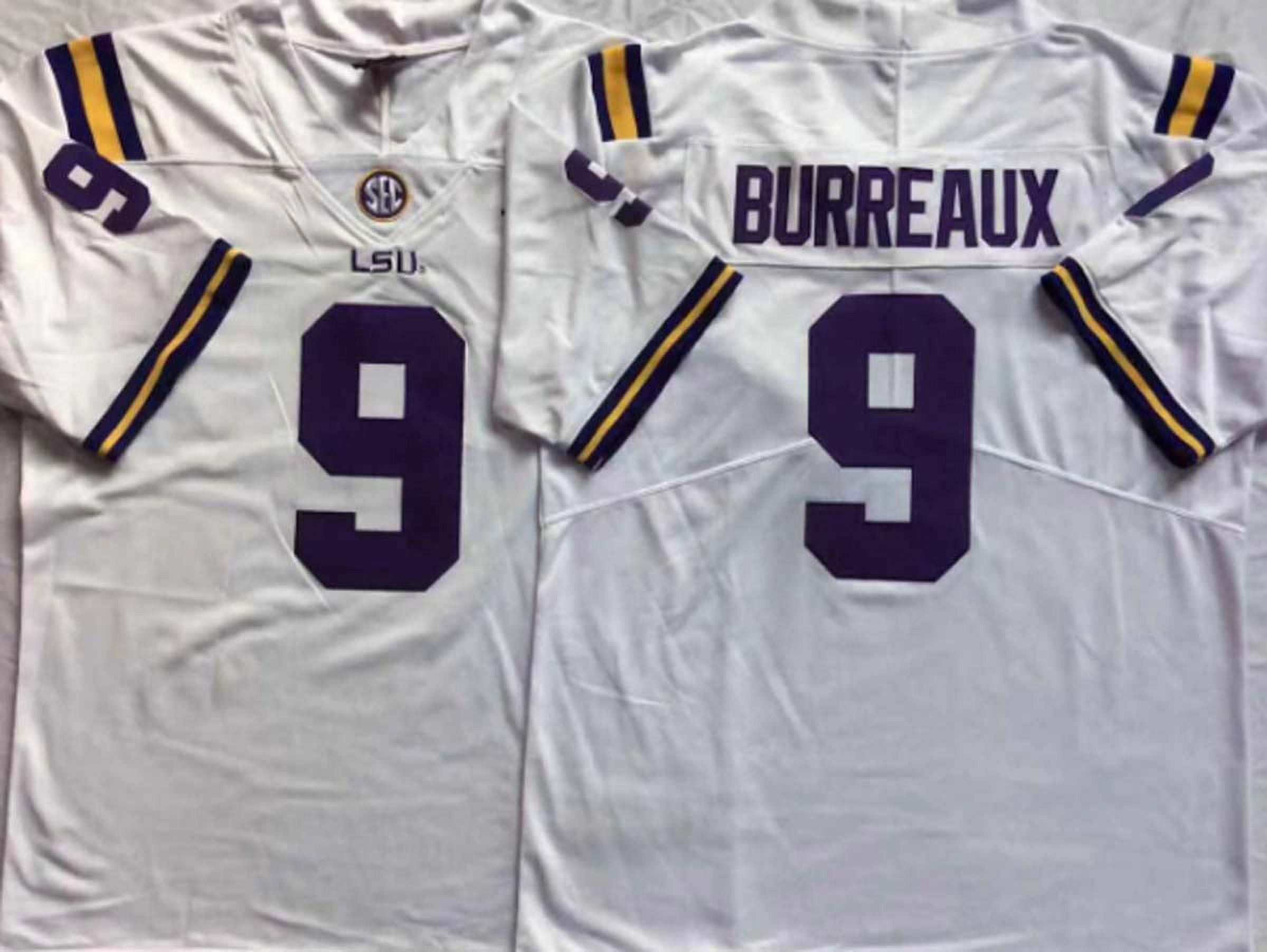 Mens Lsu_Tigers White 9 Burreaux College Football_Jersey Large