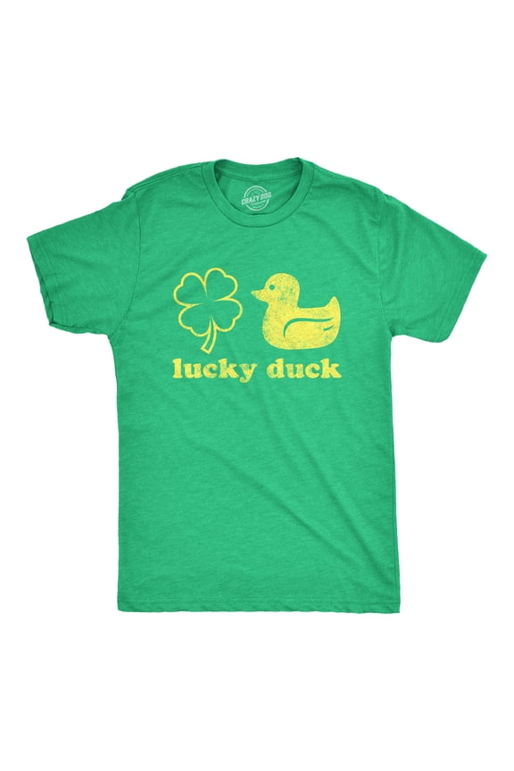 Mens Lucky Duck T Shirt Funny Shamrock St Patricks Day Graphic Tee Graphic Tees