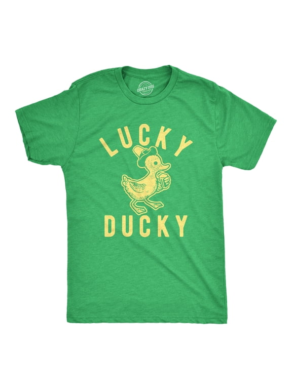 Mens Lucky Ducky T Shirt Funny Saint Patrick's Day Parade St. Paddy's Novelty Tee for Guys Graphic Tees