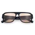 thumbnail image 1 of Mens Luxe Flat Top Rectangular Racer Plastic Fashion Sunglasses [Black - Beige], 1 of 8