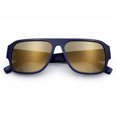 thumbnail image 1 of Mens Luxe Flat Top Rectangular Racer Plastic Fashion Sunglasses [Navy - Gold Mirror], 1 of 8