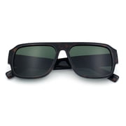 Mens Luxe Flat Top Rectangular Racer Plastic Fashion Sunglasses [Tortoise - Green]
