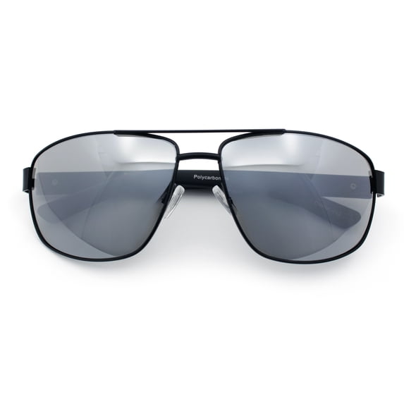 Mens Luxurious Euro Gentlemanly Rectangle Agent Metal Rim Sunglasses Black - Silver Mirror
