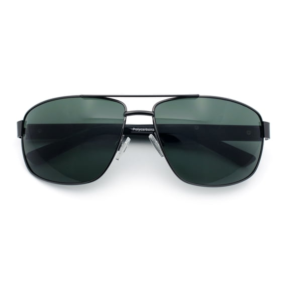 Mens Luxurious Euro Gentlemanly Rectangle Agent Metal Rim Sunglasses Gunmetal - Green