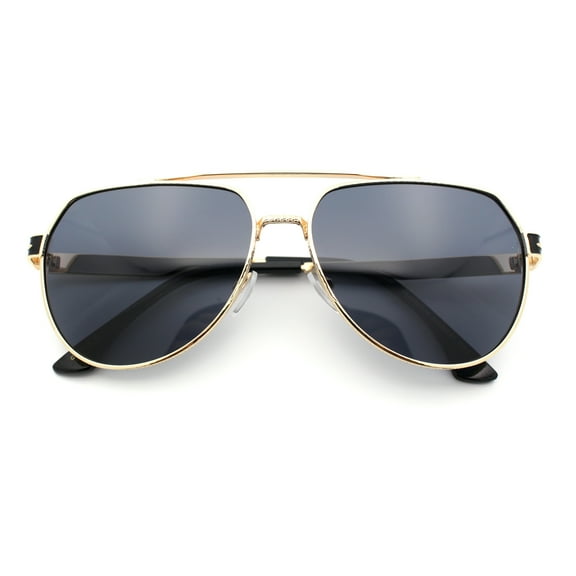 Mens Luxury Euro Mafia Mobster Metal Rim Officer Fashion Sunglasses Gold - Black