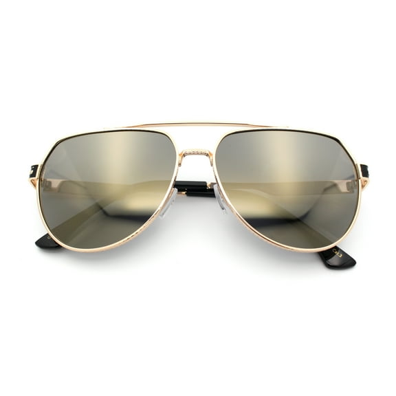 Mens Luxury Euro Mafia Mobster Metal Rim Officer Fashion Sunglasses Gold - Gold Mirror