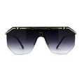 thumbnail image 1 of Mens Luxury Flat Top Shield Robotic Mob Metal Rim Sunglasses Gold Smoke, 1 of 4