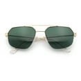 thumbnail image 1 of Mens Luxury Half Rim Metal Frame Rectangular Euro Fashion Sunglasses Gold - Green, 1 of 7
