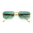 thumbnail image 1 of Mens Luxury Hip Hop Rapper Beveled Rimless Narrow Rectangle Sunglasses Gold - Green, 1 of 8