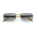 thumbnail image 1 of Mens Luxury Hip Hop Rapper Beveled Rimless Narrow Rectangle Sunglasses Gold - Smoke, 1 of 8