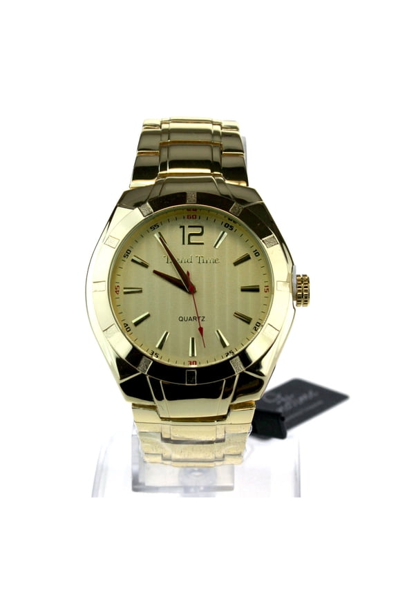 Mens Luxury Metal Index Face Minimal Modern Round Wrist Watch All Gold