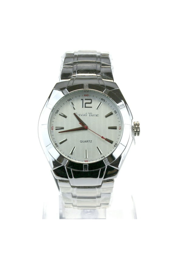 Mens Luxury Metal Index Face Minimal Modern Round Wrist Watch All Silver