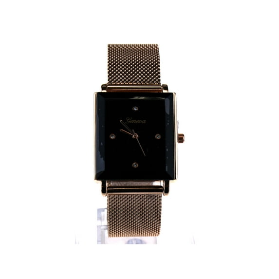 Mens Luxury Metal Shark Mash Metal Band Rectangular Designer Wrist Watch Rose Gold Black