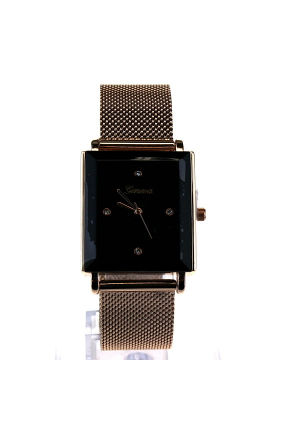 Mens Luxury Metal Shark Mash Metal Band Rectangular Designer Wrist Watch Rose Gold Black