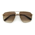 thumbnail image 1 of Mens Luxury Mobster Rectangular Double Bridge Racer Metal Rim Sunglasses Gold - Brown, 1 of 7