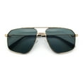 thumbnail image 1 of Mens Luxury Mobster Rectangular Double Bridge Racer Metal Rim Sunglasses Gold - Green, 1 of 7