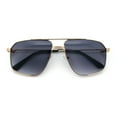 thumbnail image 1 of Mens Luxury Mobster Rectangular Double Bridge Racer Metal Rim Sunglasses Gold - Smoke, 1 of 7