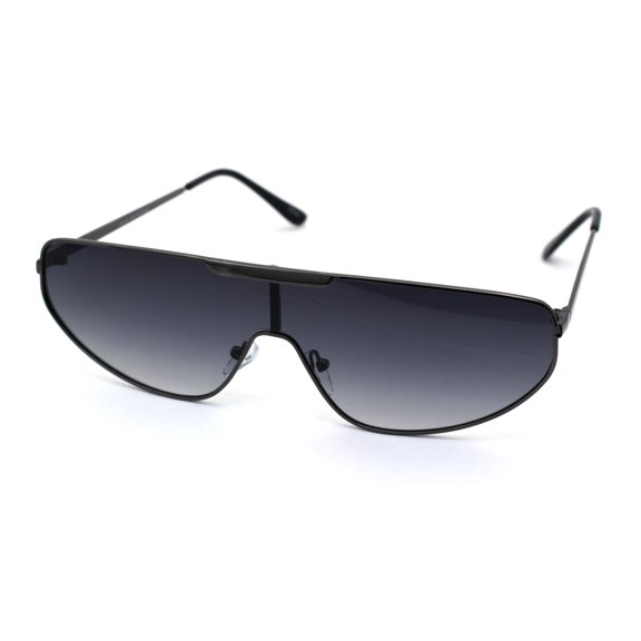 Mens Luxury Mobster Shield Metal Rim Racer Sunglasses Gunmetal Smoke