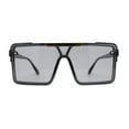 thumbnail image 1 of Mens Luxury Mod Rimless Block Lens Shield Oversize Sunglasses Slate Black, 1 of 5