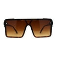 thumbnail image 1 of Mens Luxury Mod Rimless Block Lens Shield Oversize Sunglasses Tortoise Brown, 1 of 5