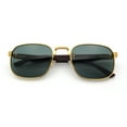 thumbnail image 1 of Mens Luxury Oversize Wood Buff Rectangle OG Gangster Sunglasses Gold Brown - Green, 1 of 7