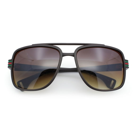 Mens Luxury Oversized Rectangular Designer Fashion Racer Plastic Sunglasses Matte Brown - Brown