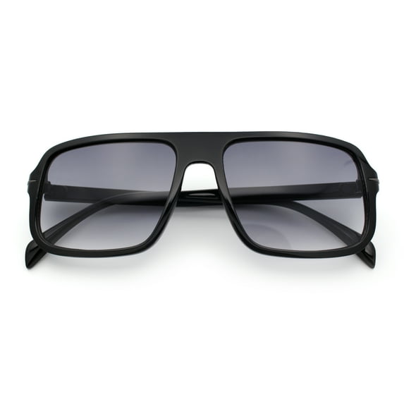 Mens Luxury Rectangular Racer Flat Top Plastic Fashion Sunglasses Black - Smoke
