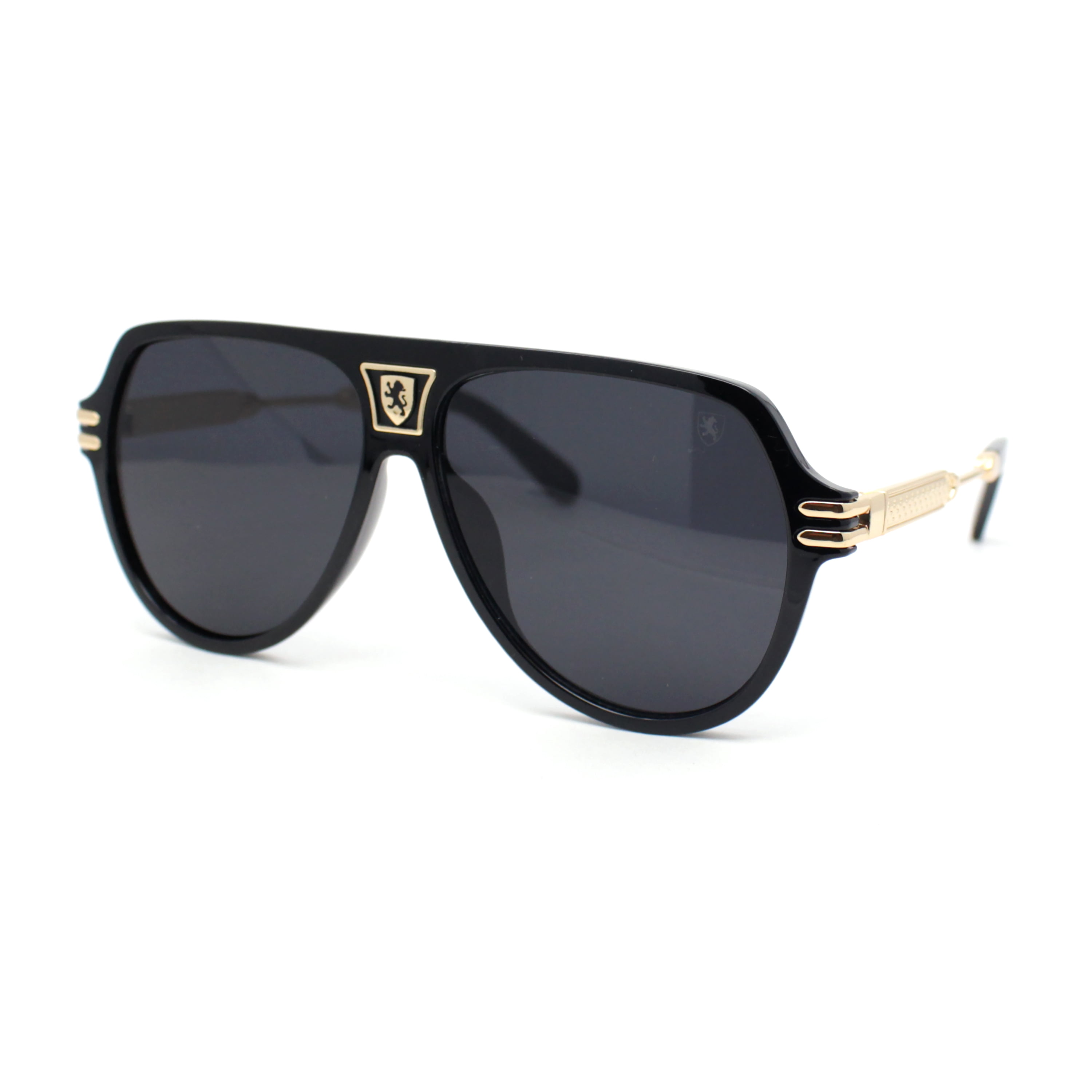 Luxury Black Sunglasses with Gold Accents Kazoku Lunettes: Relentless Oversized Shield Sunglasses main image 2