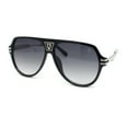 thumbnail image 1 of Mens Luxury Rich Mogul Flat Top Racer Plastic Sunglasses Black Silver - Smoke, 1 of 4