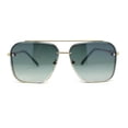 thumbnail image 1 of Mens Luxury Rimless Euro Style Mafia Metal Rim Rectangle Sunglasses Gold - Green, 1 of 4