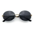 thumbnail image 1 of Mens Luxury Rimless Oval Rich Gangster Metal Rim Sunglasses Gold - Black, 1 of 8