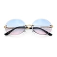 thumbnail image 1 of Mens Luxury Rimless Oval Rich Gangster Metal Rim Sunglasses Gold - Blue Pink, 1 of 8