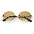 thumbnail image 1 of Mens Luxury Rimless Oval Rich Gangster Metal Rim Sunglasses Gold - Brown, 1 of 8