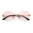 thumbnail image 1 of Mens Luxury Rimless Oval Rich Gangster Metal Rim Sunglasses Gold - Pink, 1 of 8