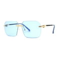 thumbnail image 1 of Mens Luxury Rimless Pimp Baller Rectangle Sunglasses Gold Blue, 1 of 4
