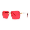 thumbnail image 1 of Mens Luxury Rimless Pimp Baller Rectangle Sunglasses Gold Red, 1 of 4