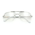 thumbnail image 1 of Mens Luxury Rimless Rectangle Mafia Metal Rim Racer Mob Sunglasses Silver - Clear Mirror, 1 of 1