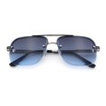 thumbnail image 1 of Mens Luxury Rimless Rectangle Mafia Metal Rim Racer Mob Sunglasses Silver - Navy, 1 of 8