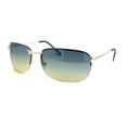 thumbnail image 1 of Mens Luxury Rimless Rectangle Oval Metal Rim Sunglasses Gold - Green Yellow, 1 of 4