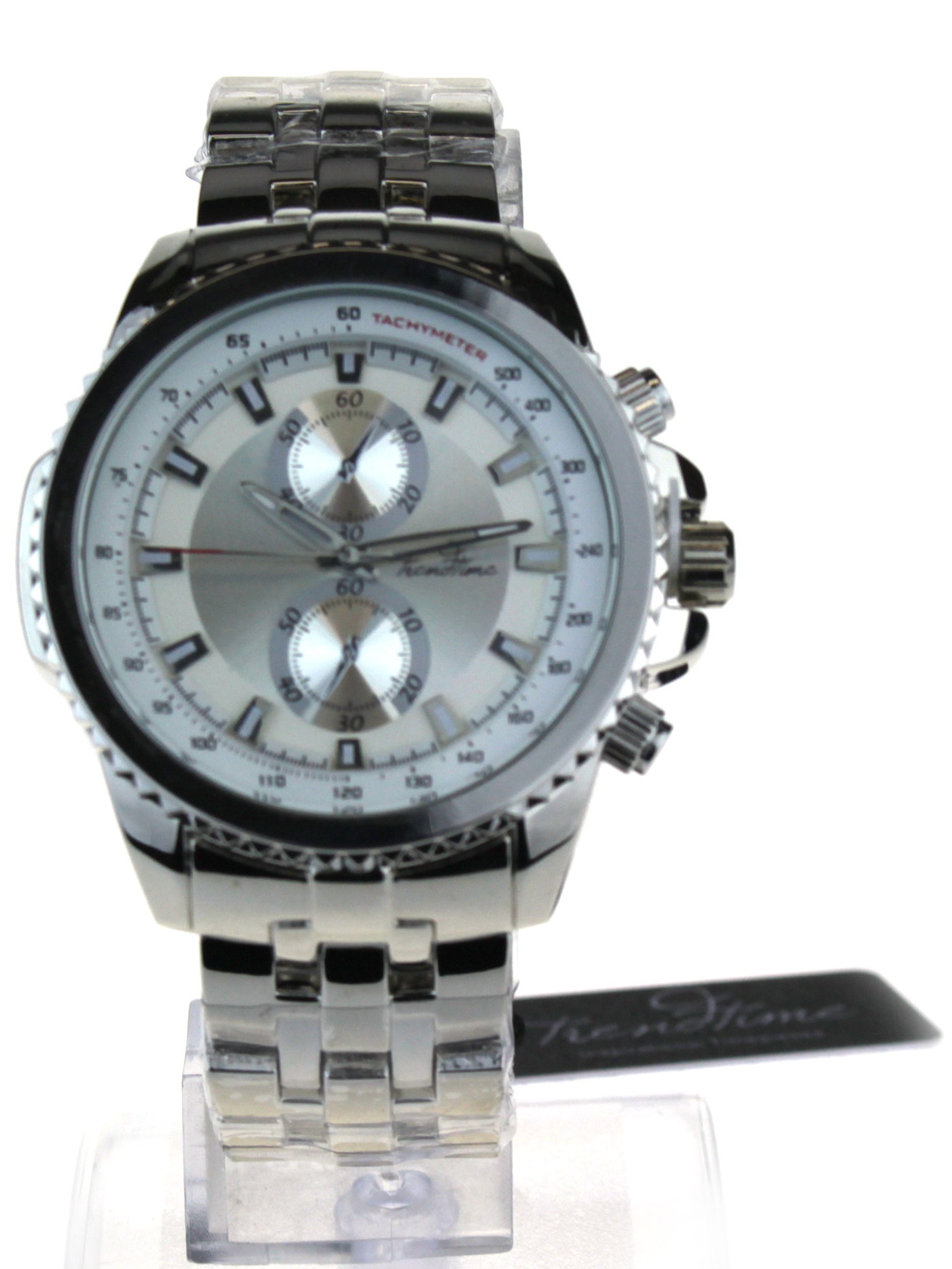 Silver Sports Watch with Metal Band and Round Face Silver Tone Round Face Metal Strap Watch | M&S main image 2