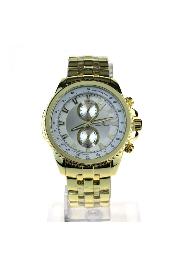 Mens Luxury Sport Metal Band Analog Round Index Wrist Watch Gold Silver