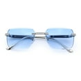 thumbnail image 1 of Mens Luxury Urban Gangster Beveled Rimless Rectangle Sunglasses Silver - Blue, 1 of 8